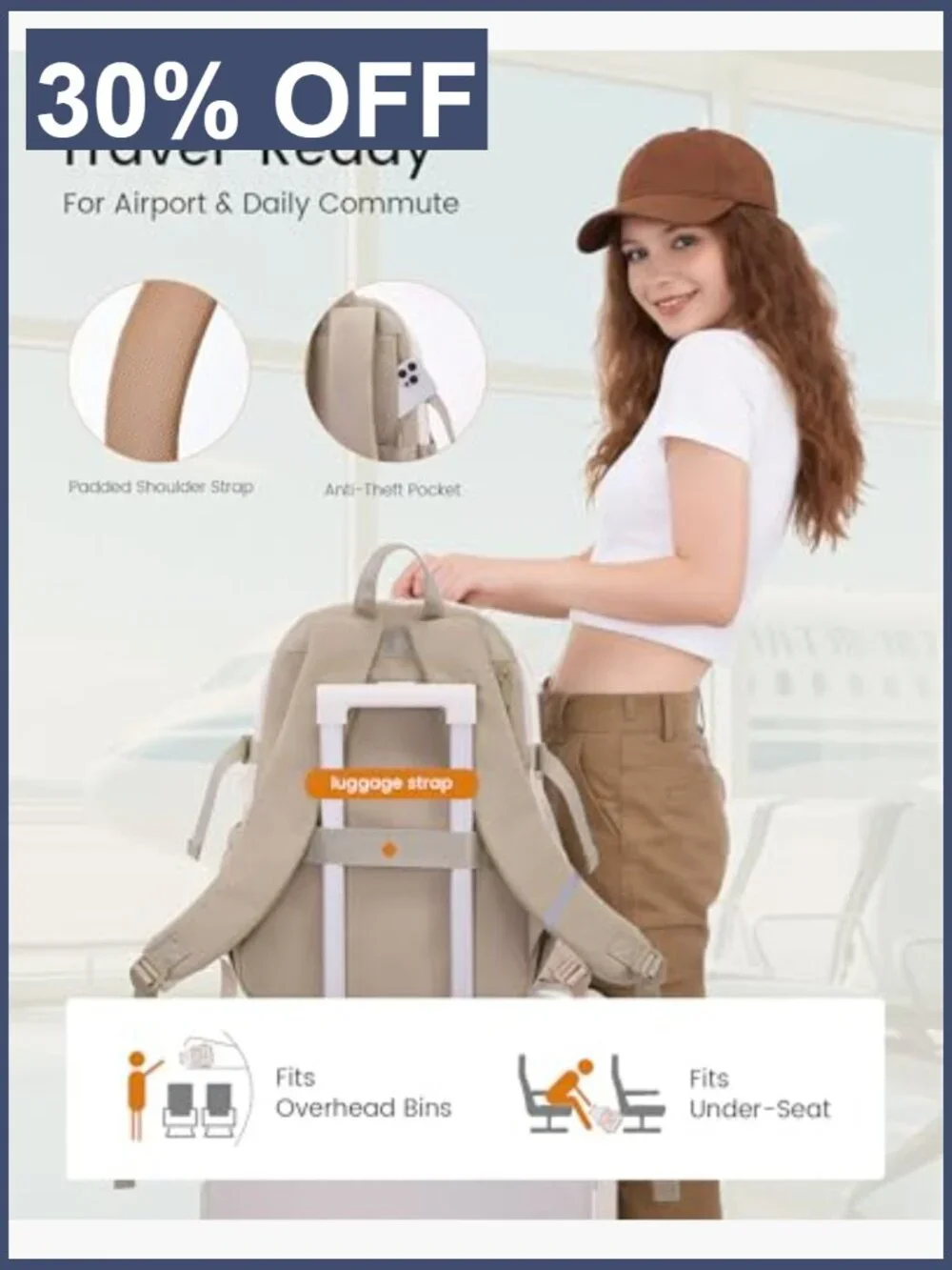 Large Capacity Laptop Backpack with Water Bottle Holder, Lightweight Casual
